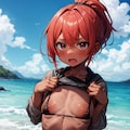褐色剛毛筋肉貧乳デカ乳輪陥没乳首ちゃん（赤） 3枚目