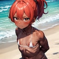 褐色剛毛筋肉貧乳デカ乳輪陥没乳首ちゃん（赤） 9枚目