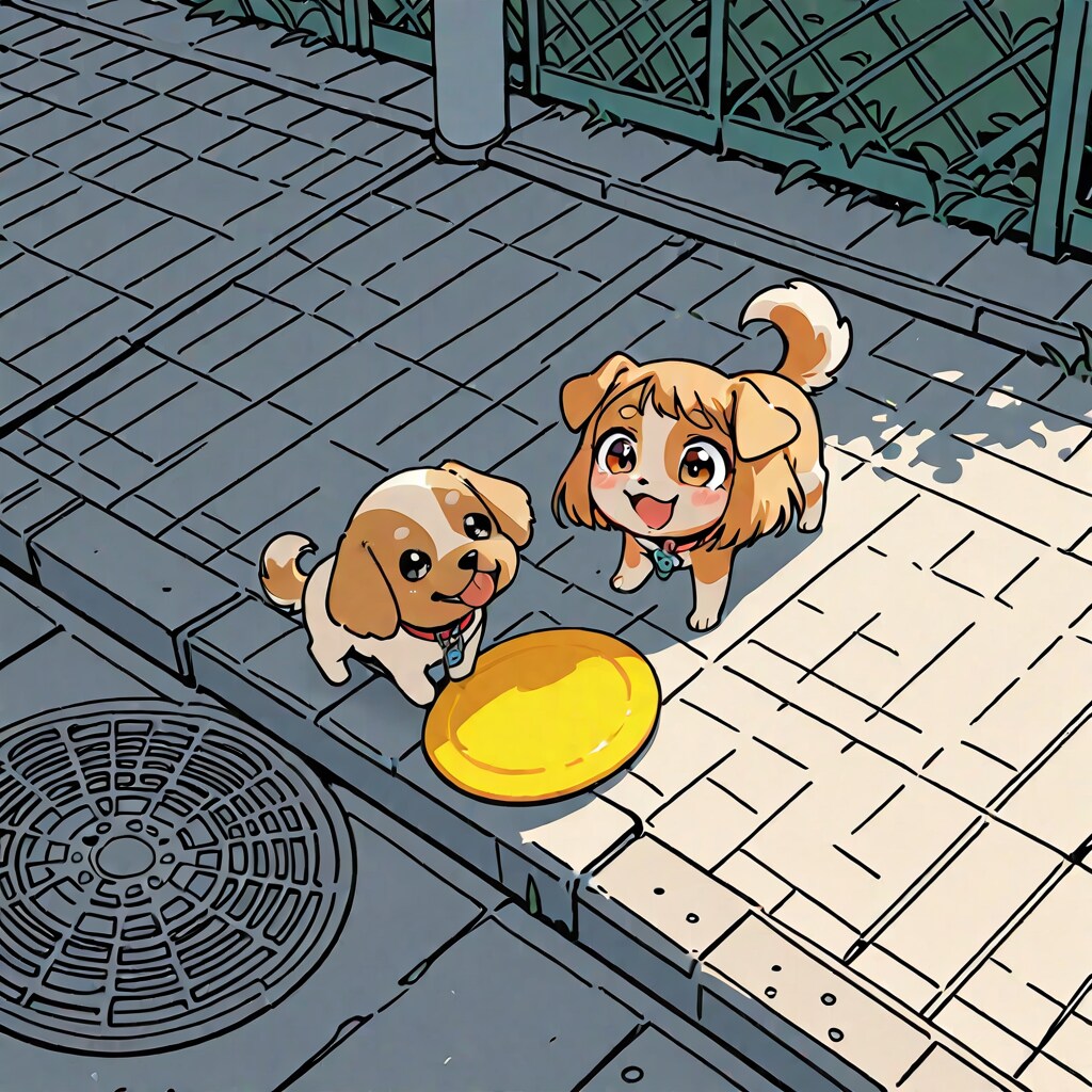 わんことフリスビー