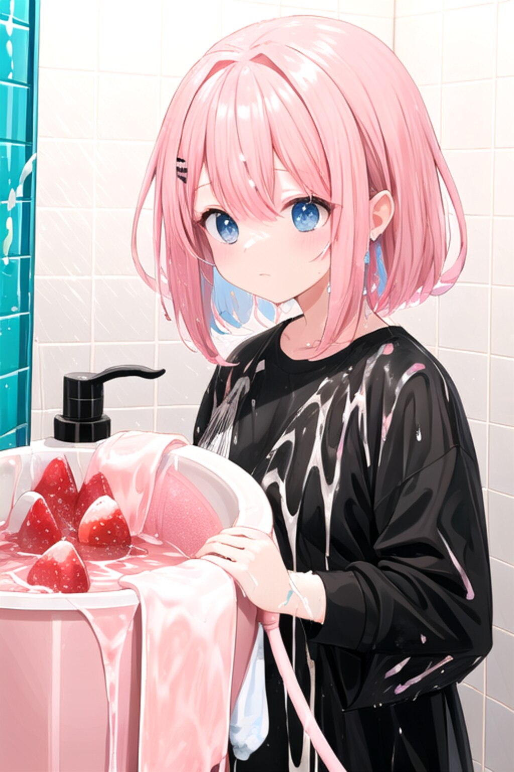 染髪、ヨシっ (ガンギマリ苺染め)