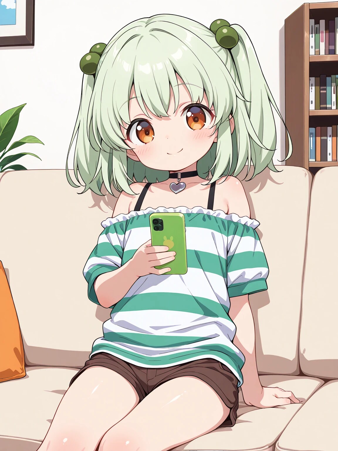 緑の髪＆シャツ＆スマホ | の人気AIイラスト・グラビア