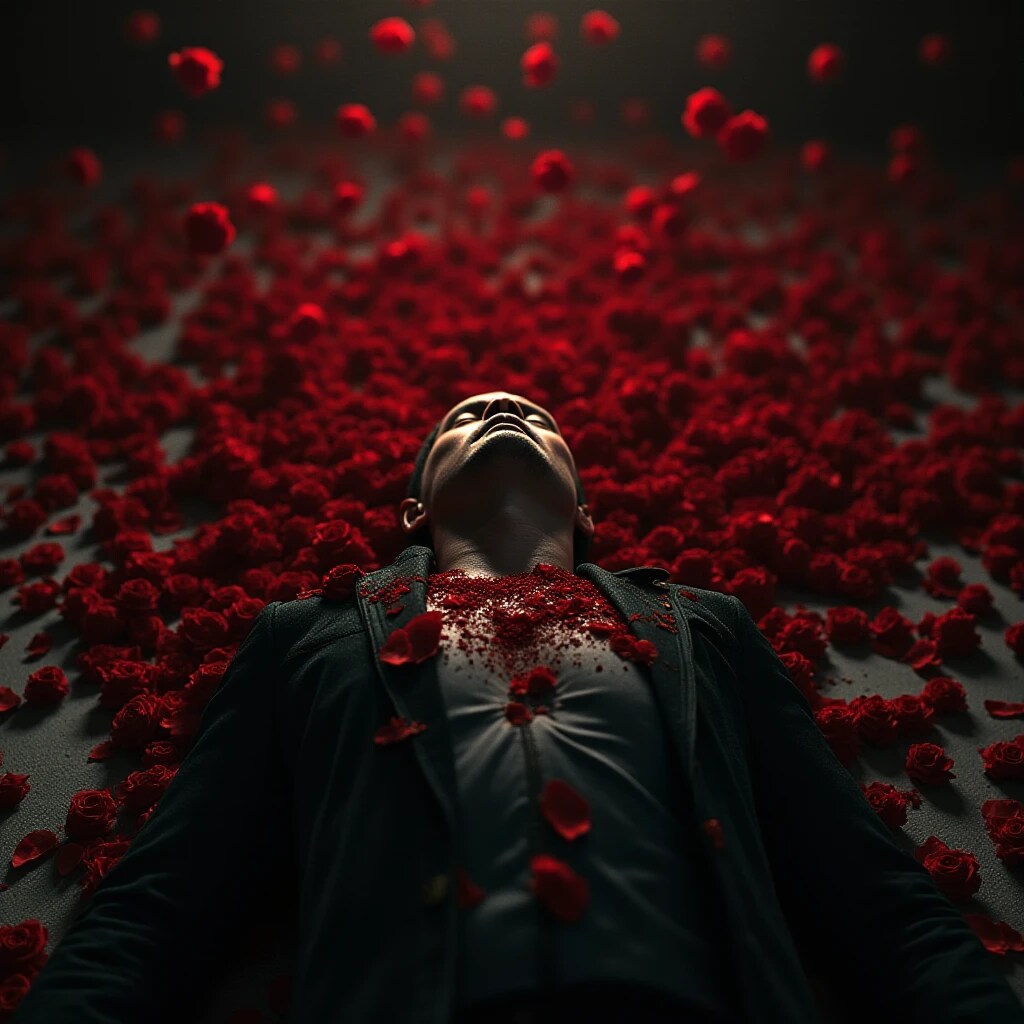 赤いバラまみれ