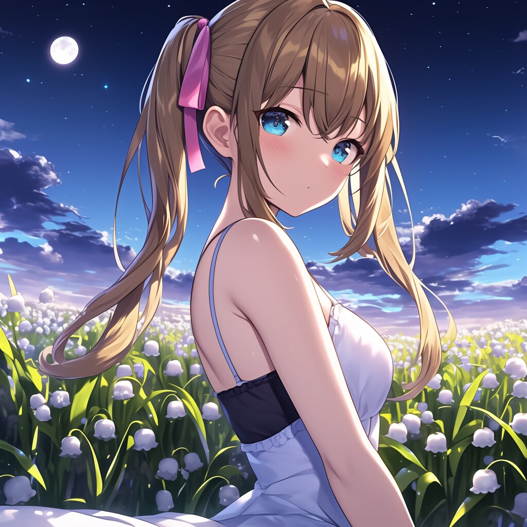 夜のスズラン畑