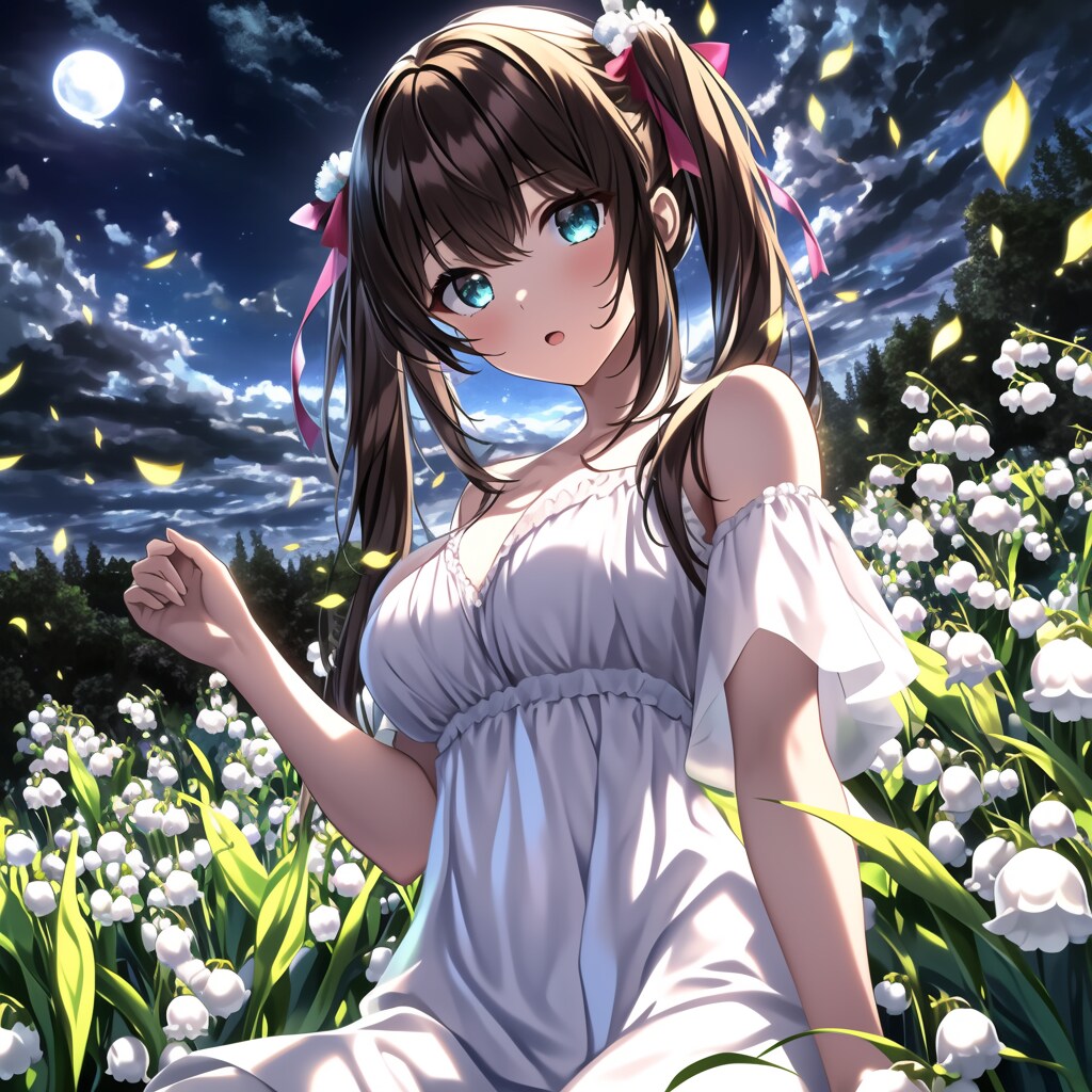 夜のスズラン畑