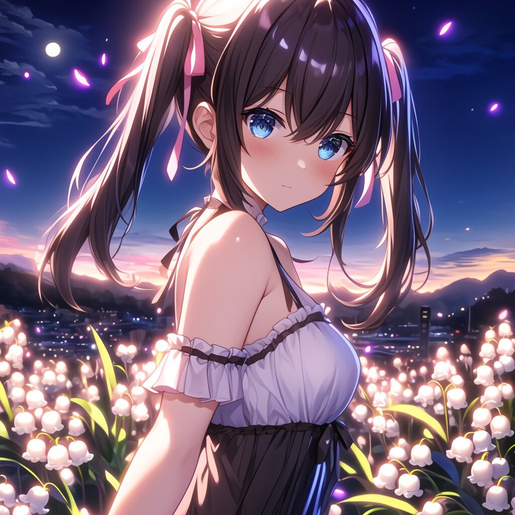 夜のスズラン畑