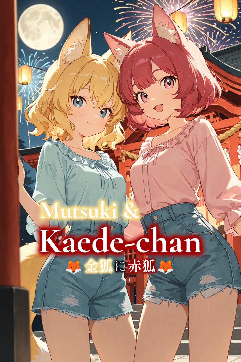 【コラボ】金狐に赤狐 (いわしまんさんのカエデちゃん)