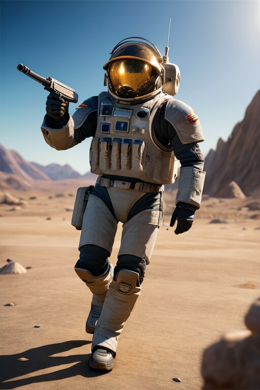 未知の惑星上で周囲を警戒しつつ偵察行動中 | の人気AIイラスト・グラビア