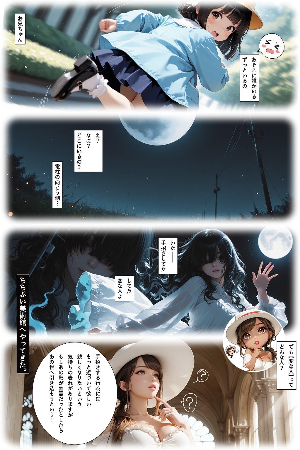 Chi-Chi-Pui Art Museum「ちちぷい美術館へやってきた。」【「電柱の向こう側 ずっと誰かいる…」Creep out 篇】 | の人気AIイラスト・グラビア
