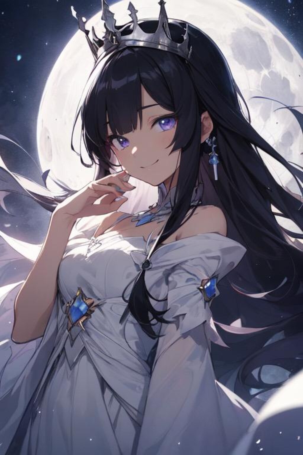 月夜の下で