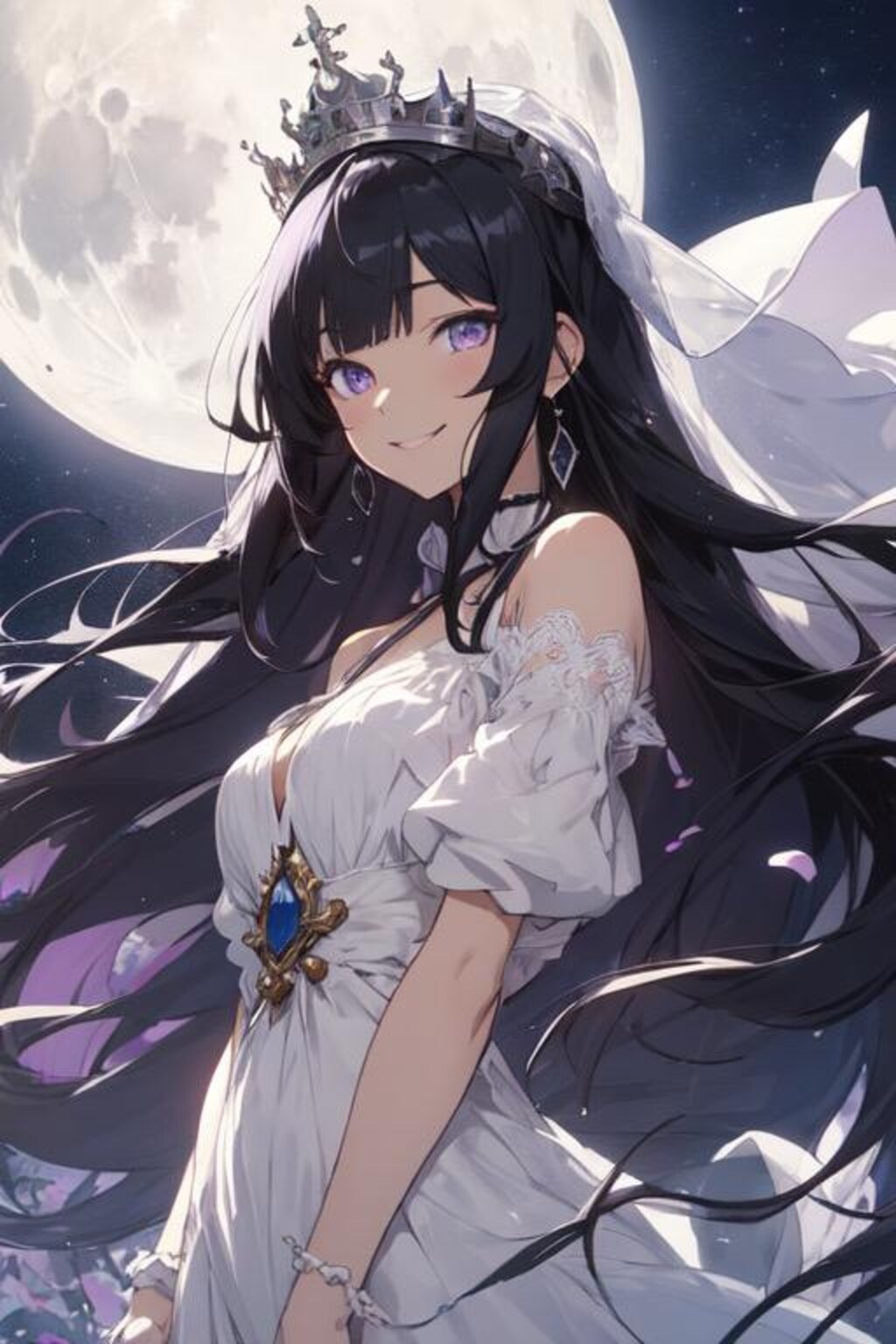 月夜の下で