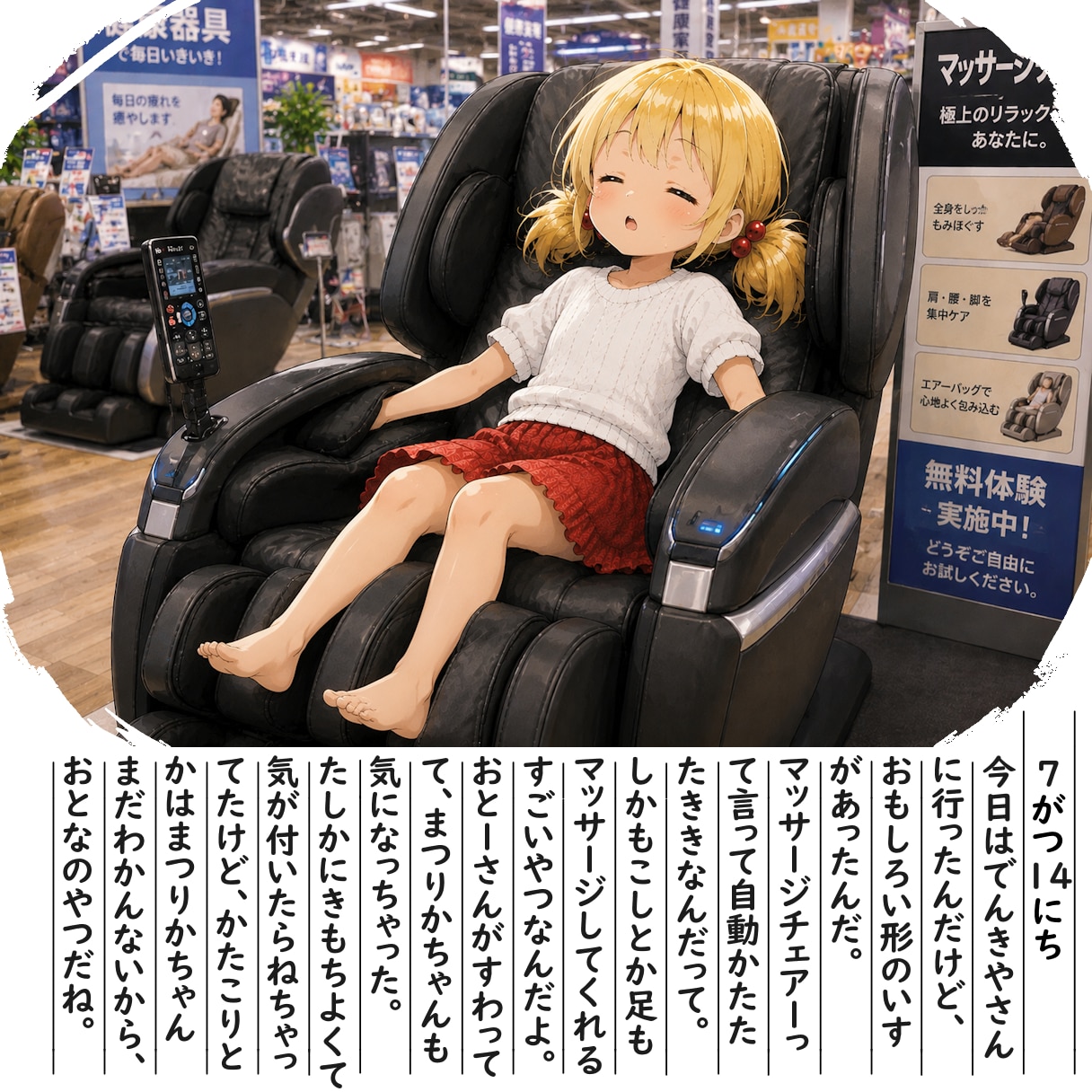 【絵日記】マッサージチェアーだよ