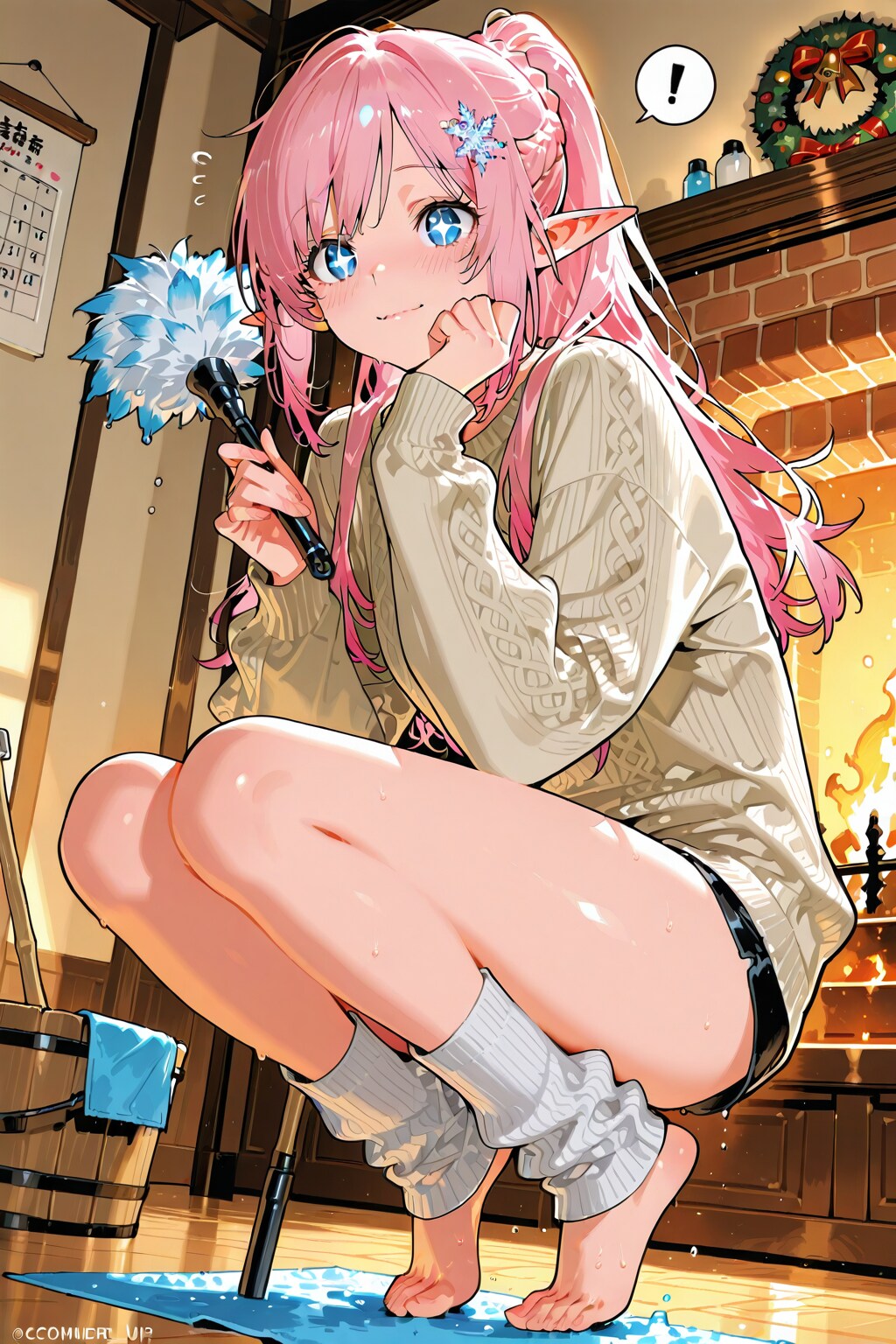 大掃除中？のエルフの女の子