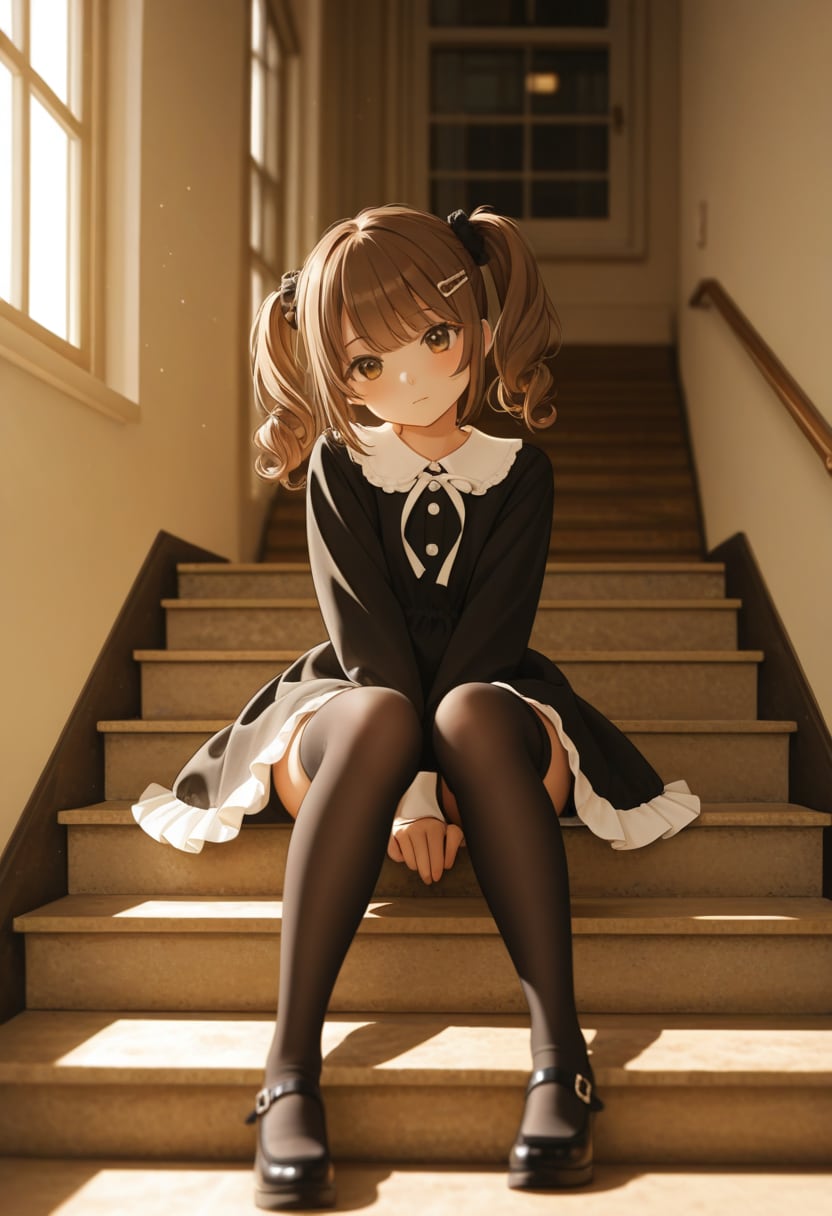 階段に座って | の人気AIイラスト・グラビア