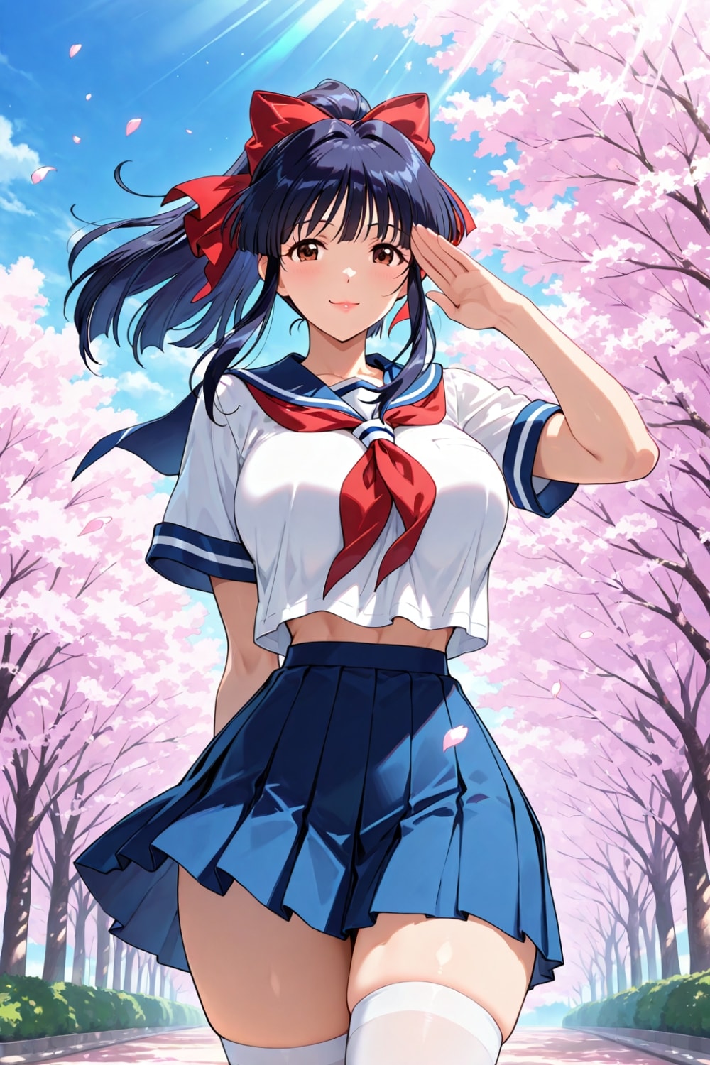春桜の制服コスプレポニテ人妻