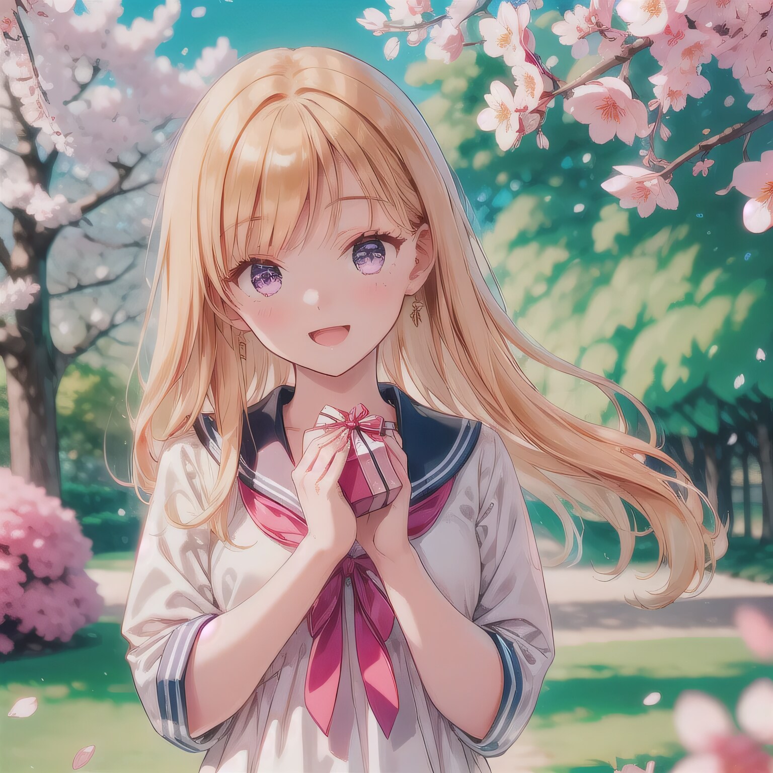 金髪ロングでセーラー服の少女８ | の人気AIイラスト・グラビア