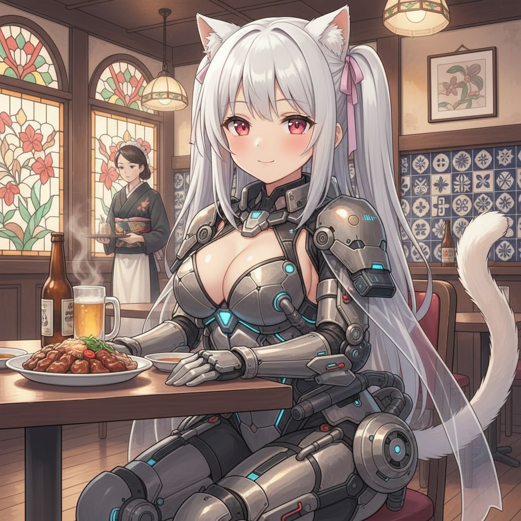 白ツイにゃん。食べる飲む