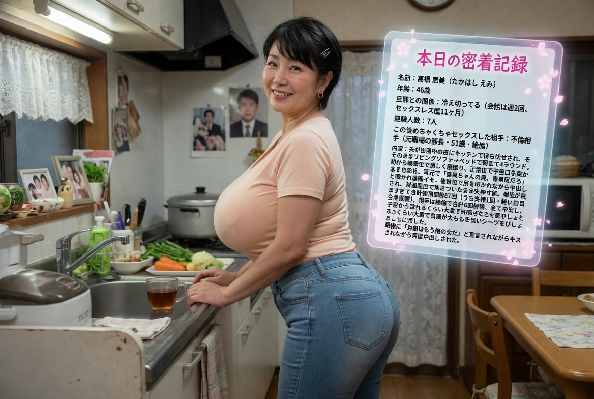 爆乳デカ尻熟女キッチンにて