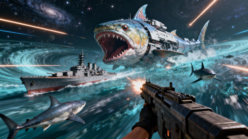 steamで580円位？で売ってそうなネタ枠狙い？のFPSゲーム風画像💦・・この手のゲームは大抵すぐ飽きます💦