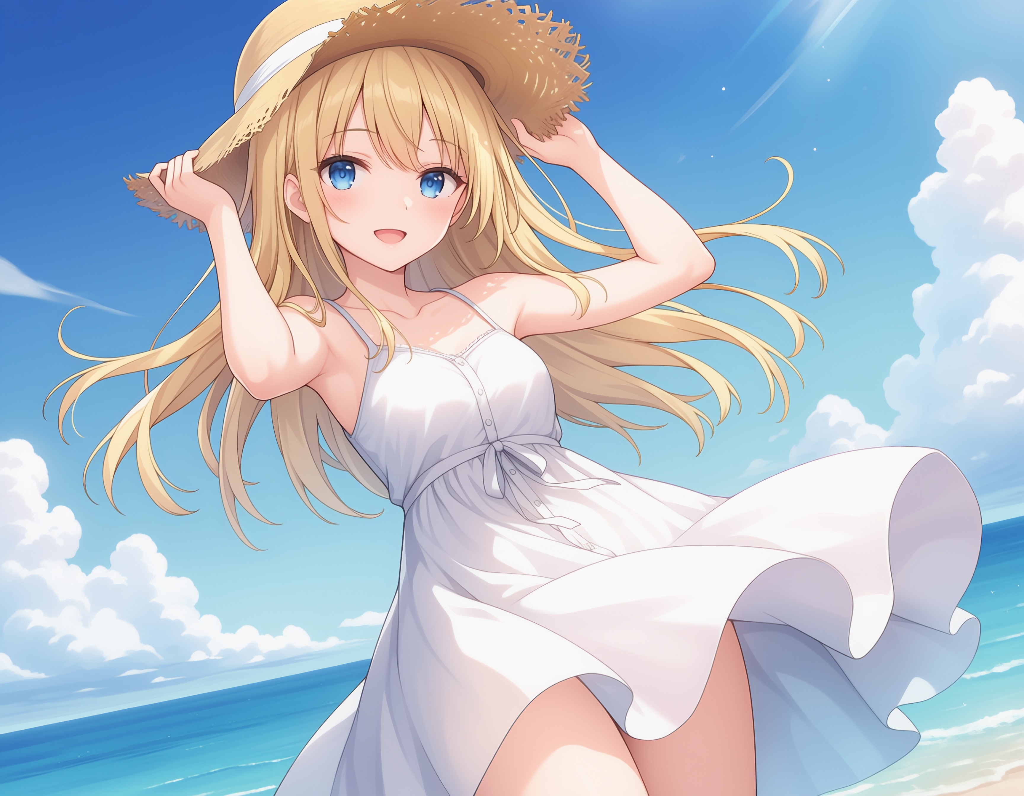 海とワンピースと麦わら帽子