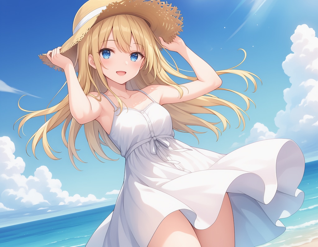 海とワンピースと麦わら帽子