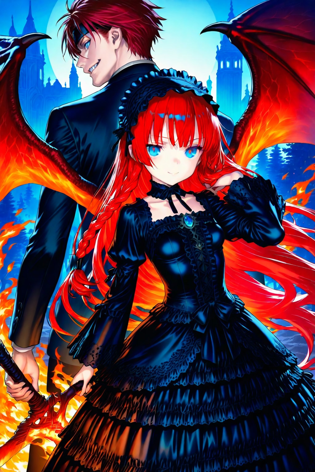 炎の魔族とその従者