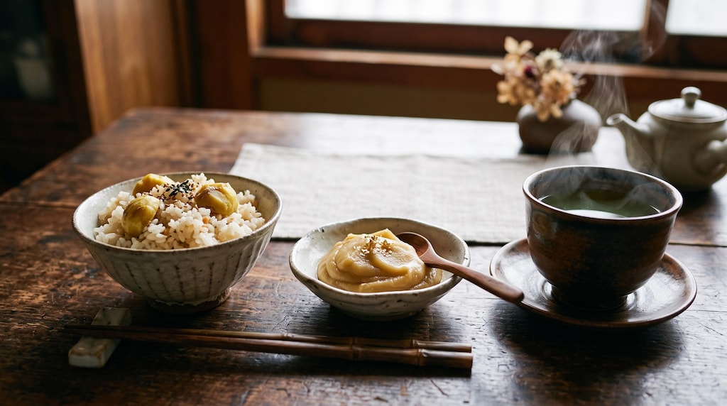 栗御飯と栗菓子のセット