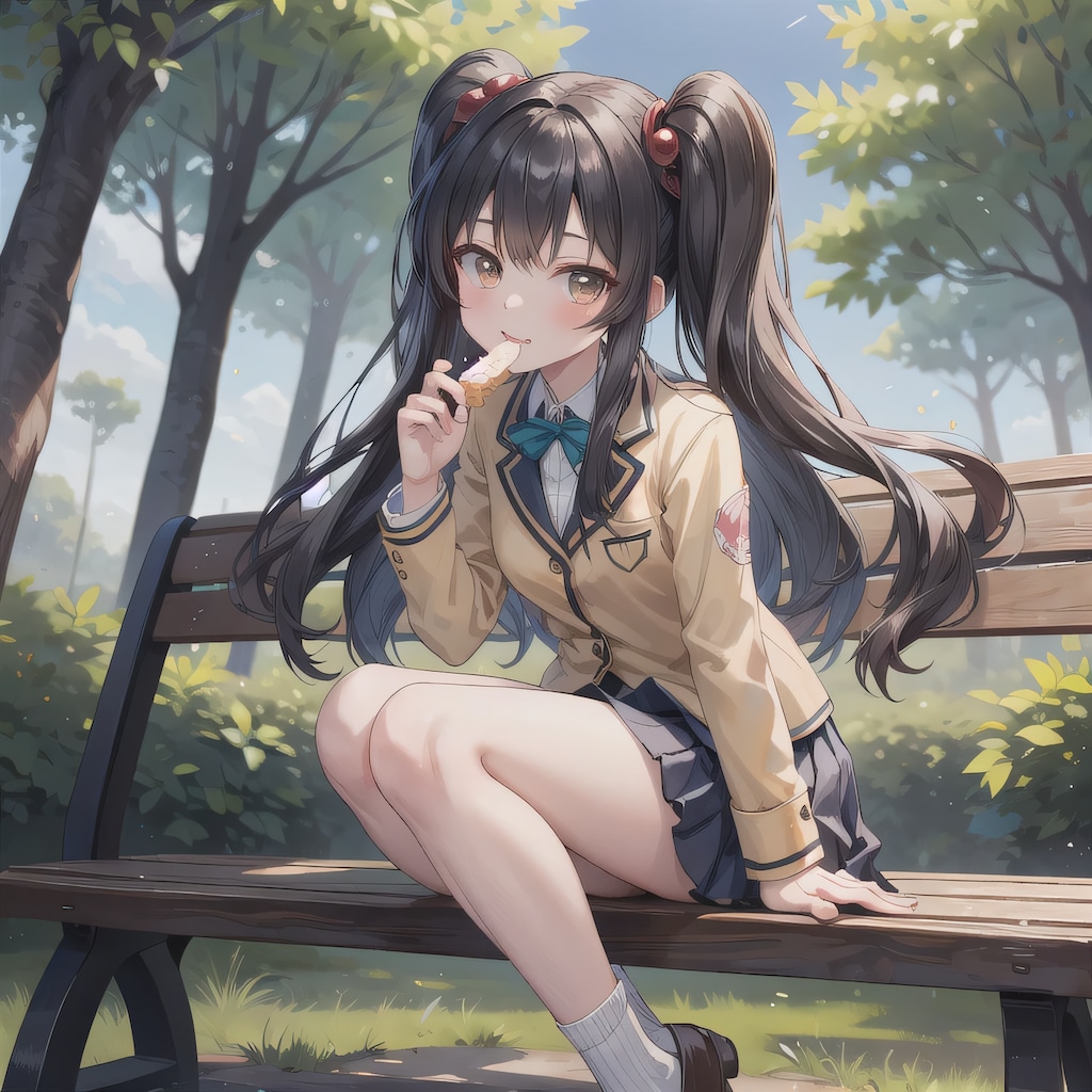 黒髪ツインテでブレザーの少女２