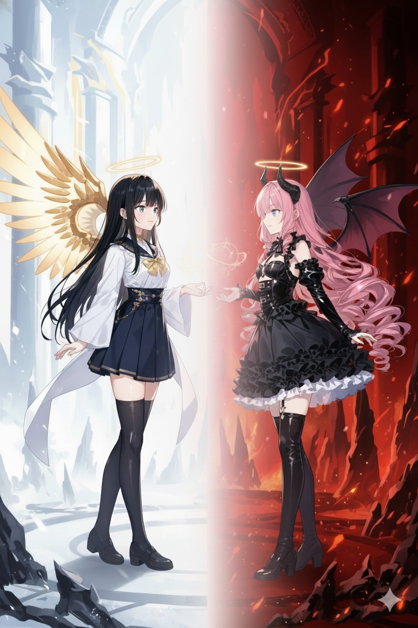 天悪ニコイチ(nano banana) | の人気AIイラスト・グラビア