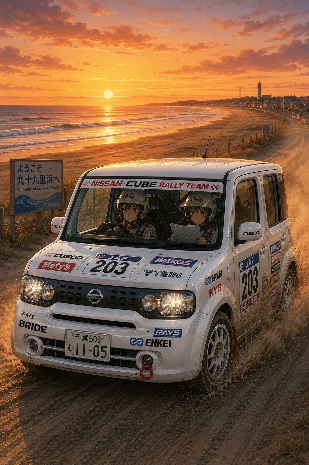 日産キューブ、夕焼け | の人気AIイラスト・グラビア