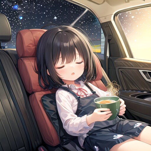 車の中でおネムなちびっ子 | の人気AIイラスト・グラビア