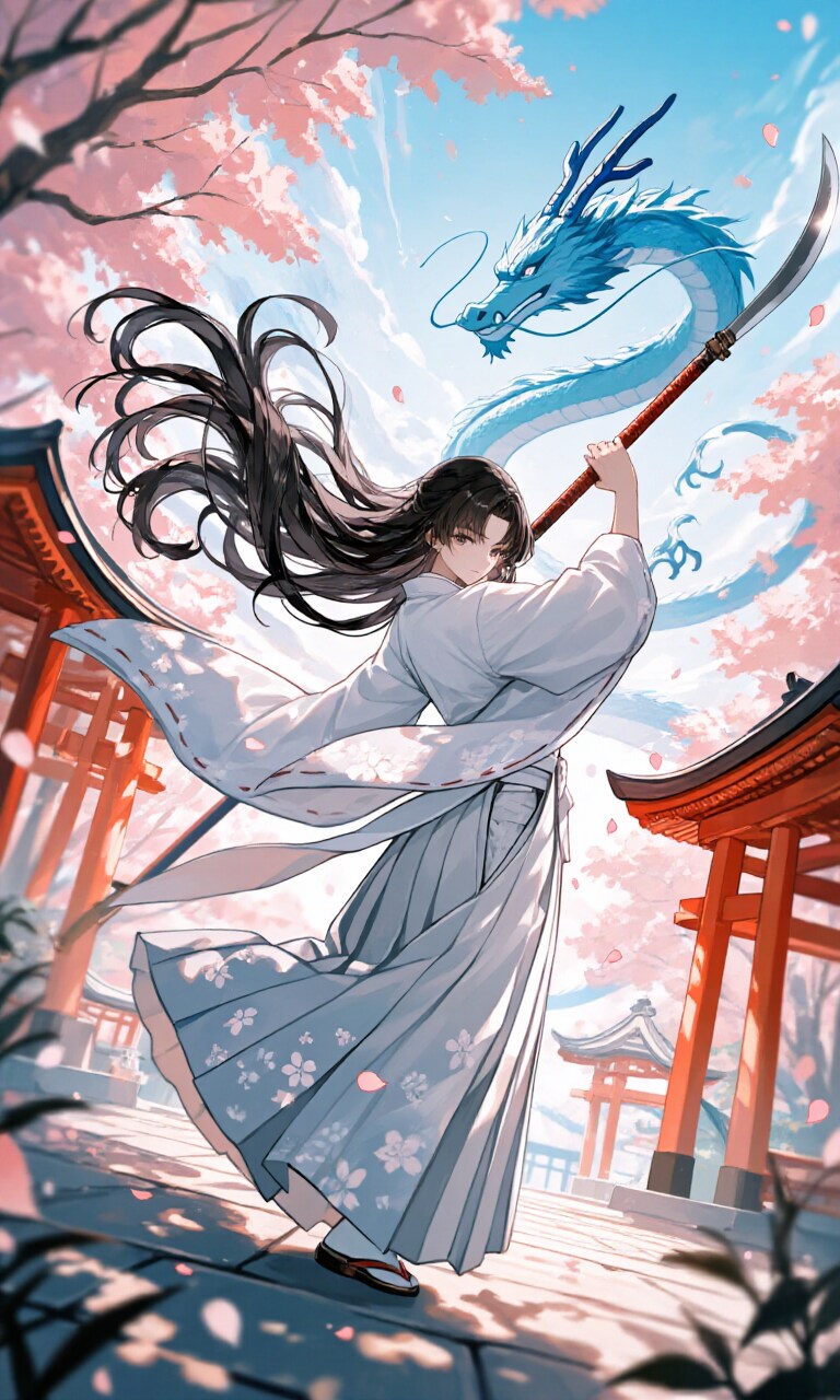 薙刀女子と青龍