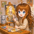 モデルのビール缶を描く小さな女の子 4枚目