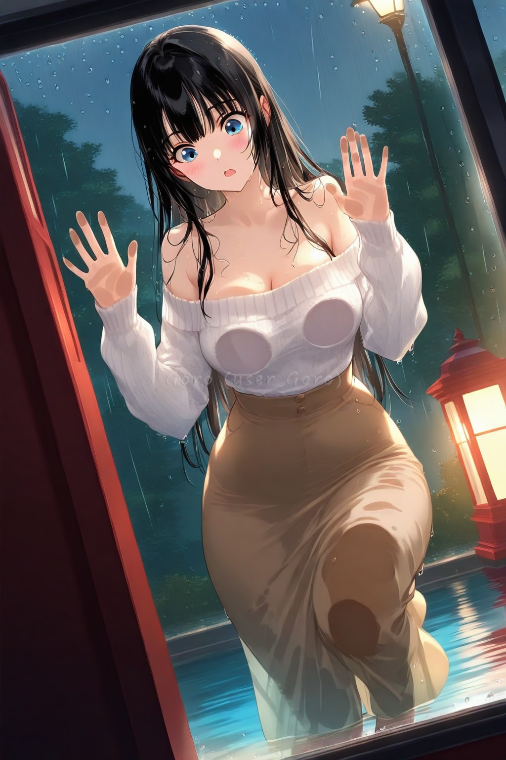 ちょっと雨たいへん(水没の過程) | の人気AIイラスト・グラビア