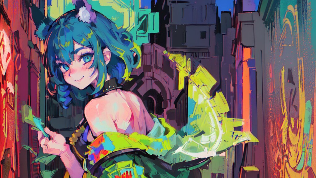 Disco Elysium Style Wolf Girl