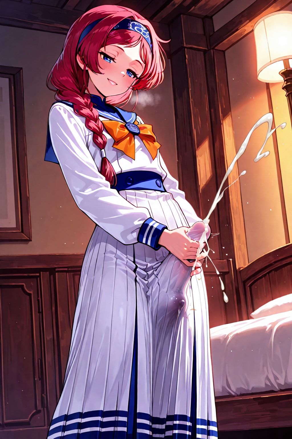 Saori masturbating through clothes