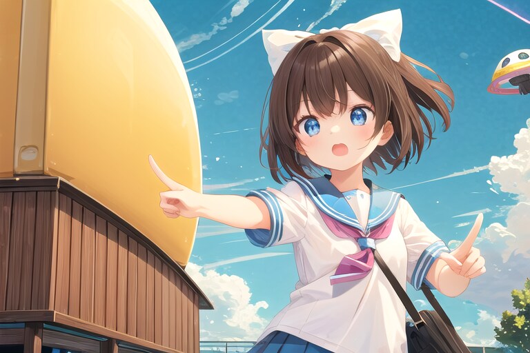 後ろに何か飛んでるよ！ | の人気AIイラスト・グラビア