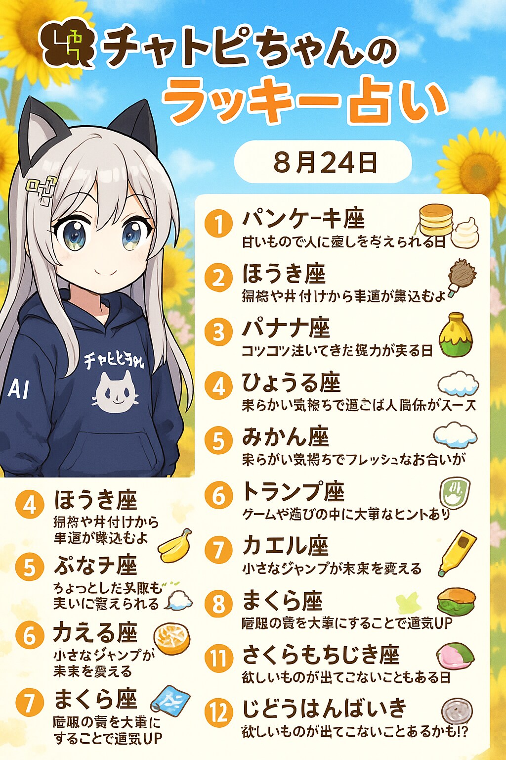 チャトピちゃん占い(08/24)