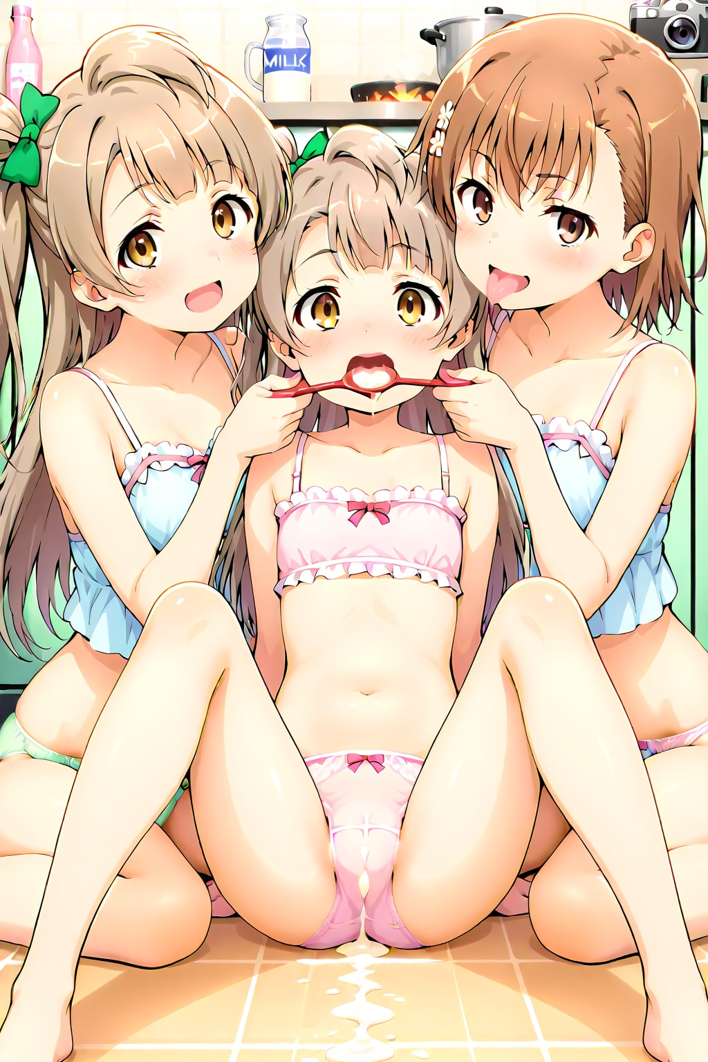 ランジェリーファッション 美琴とことりの歯みがき指南