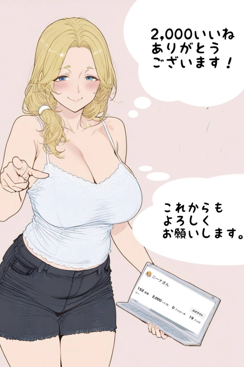 2,000いいねありがとうございますニーナさん