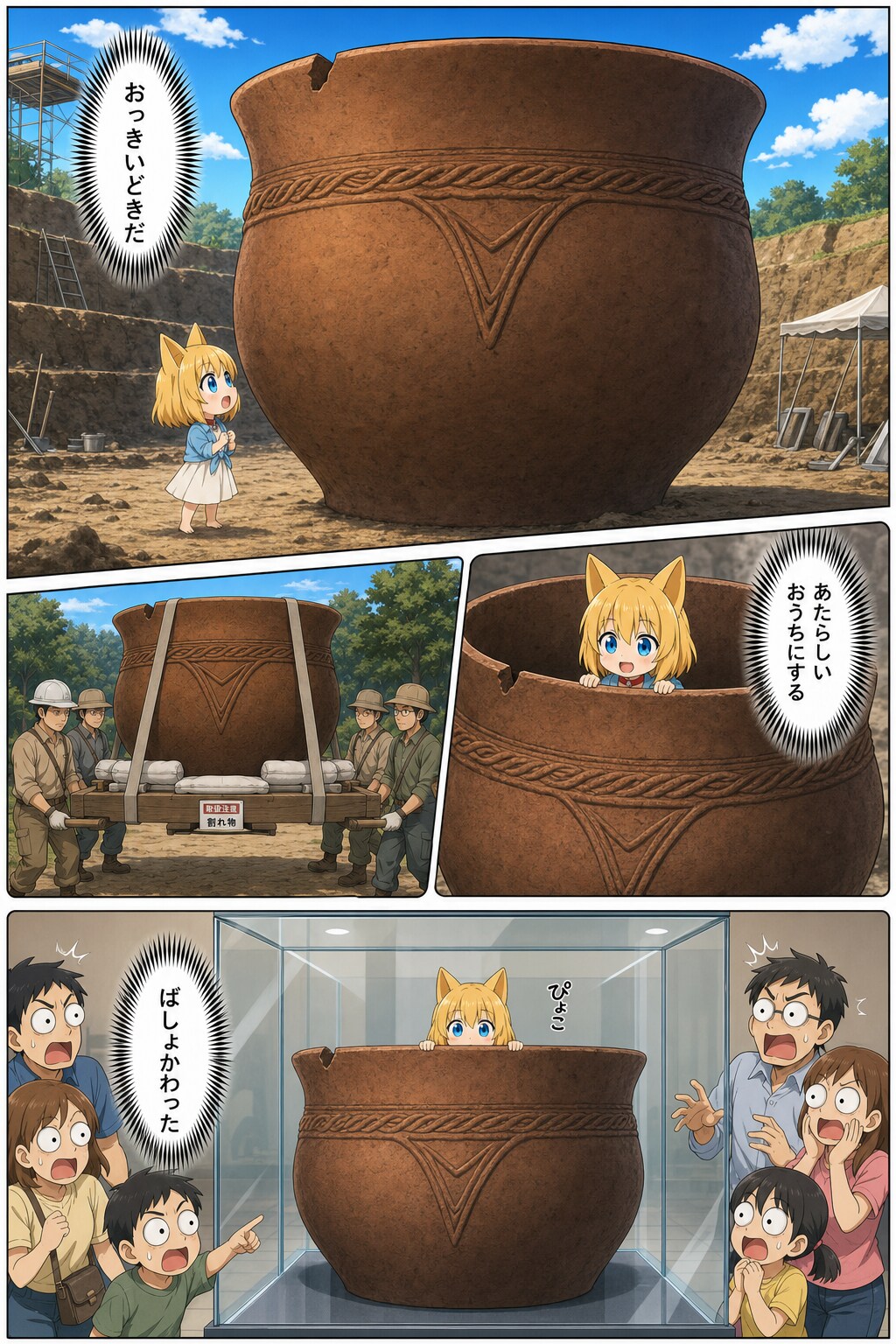 土器に住み着いたら博物館に展示されるキツネ