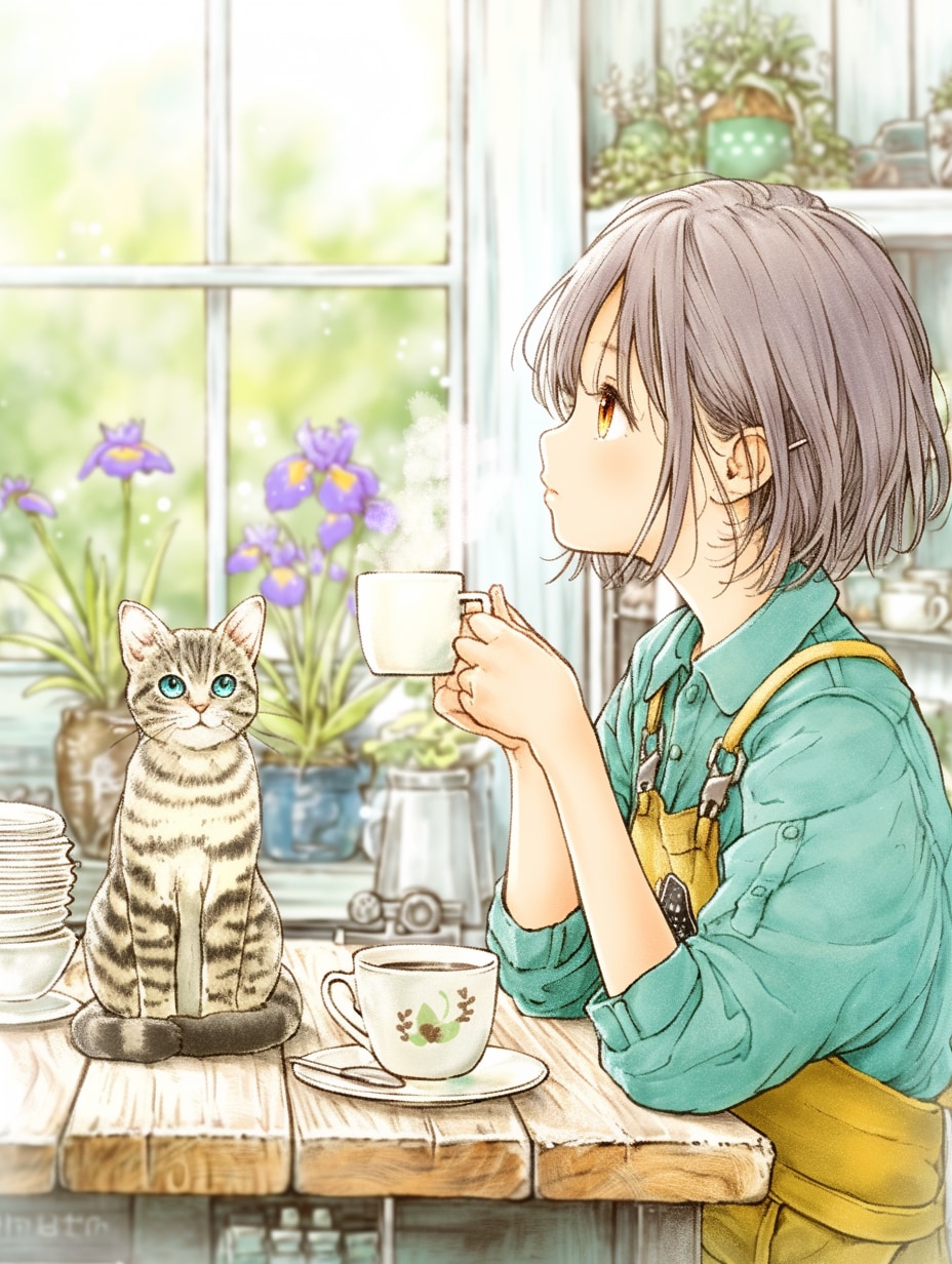 珈琲の窓辺 | の人気AIイラスト・グラビア