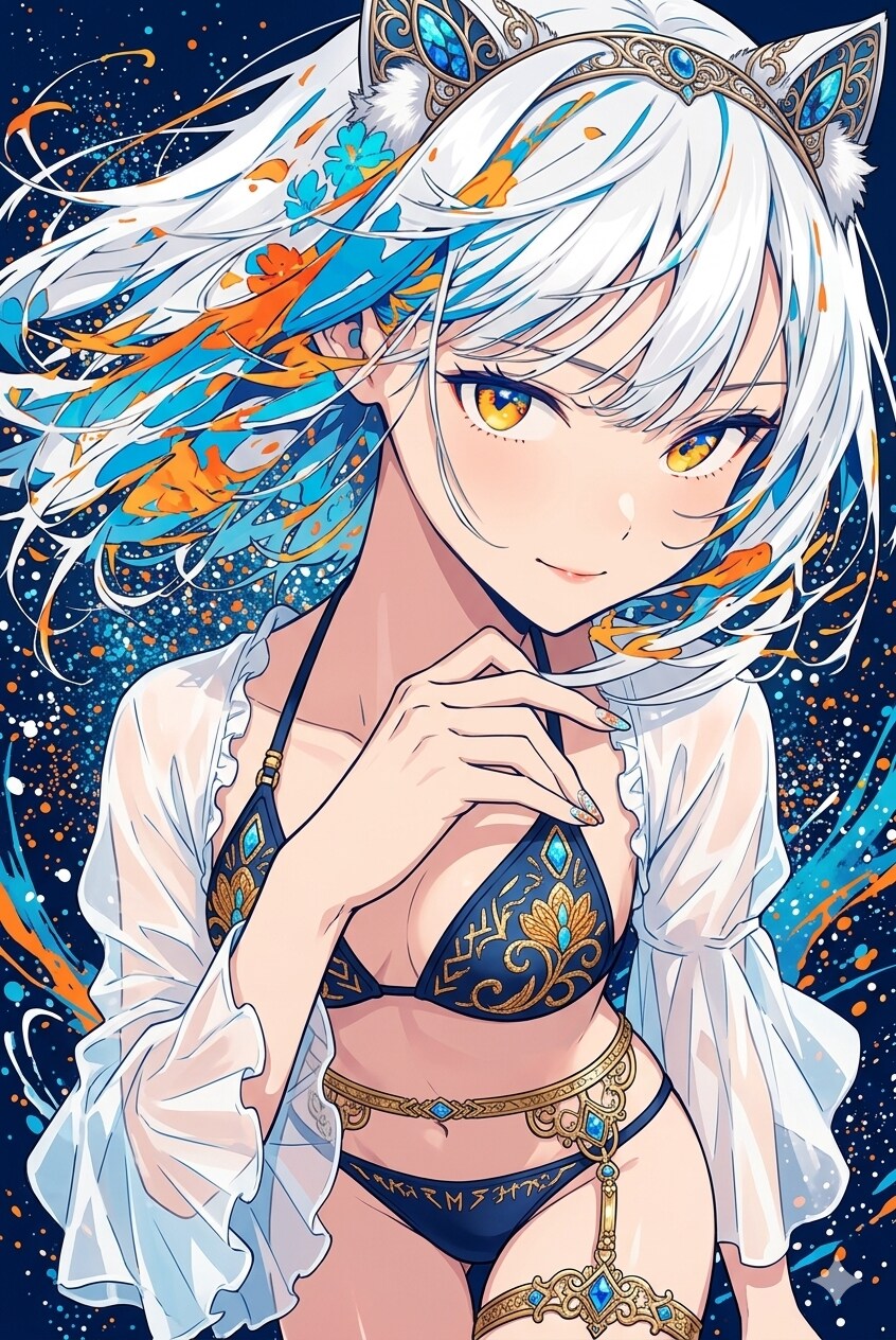 夜空に舞う宝石の猫耳姫
