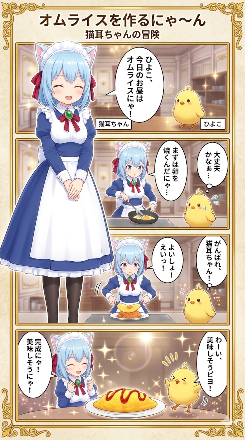 オムライスを作るにゃ〜ん