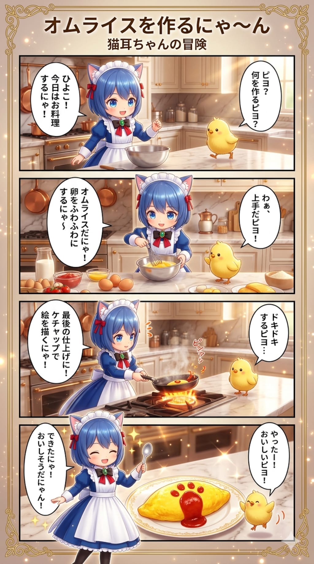 オムライスを作るにゃ〜ん