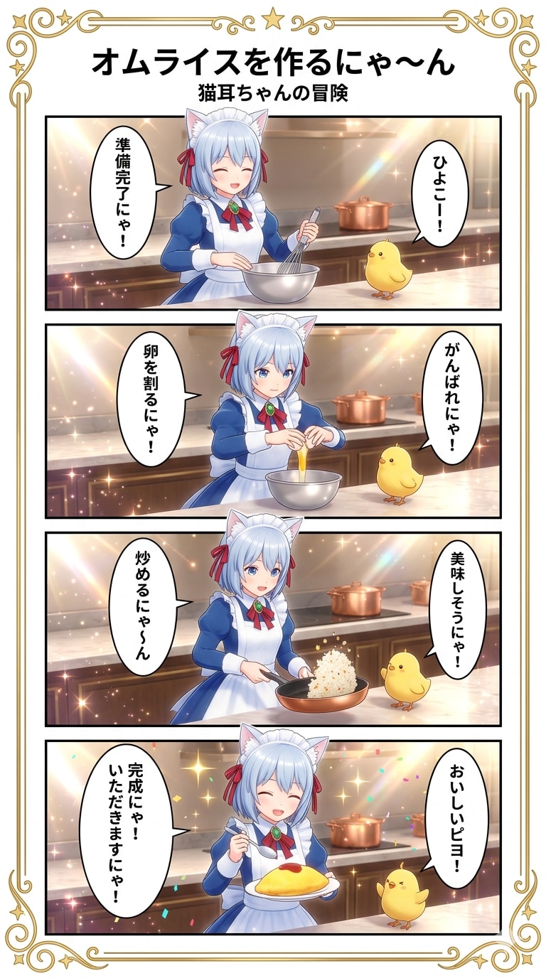 オムライスを作るにゃ〜ん | の人気AIイラスト・グラビア