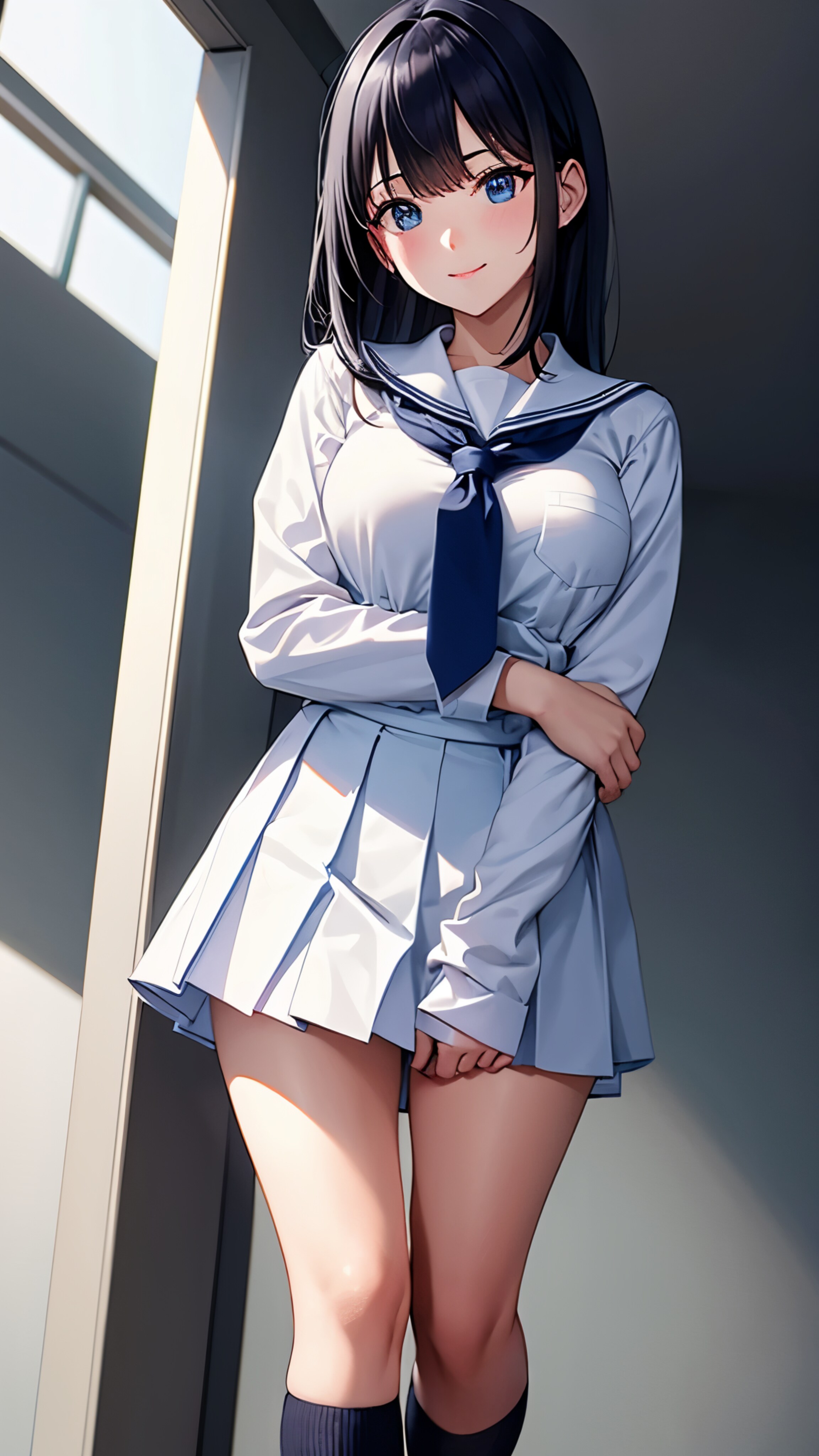 セーラー服と、さりげなく持ち上げる巨乳