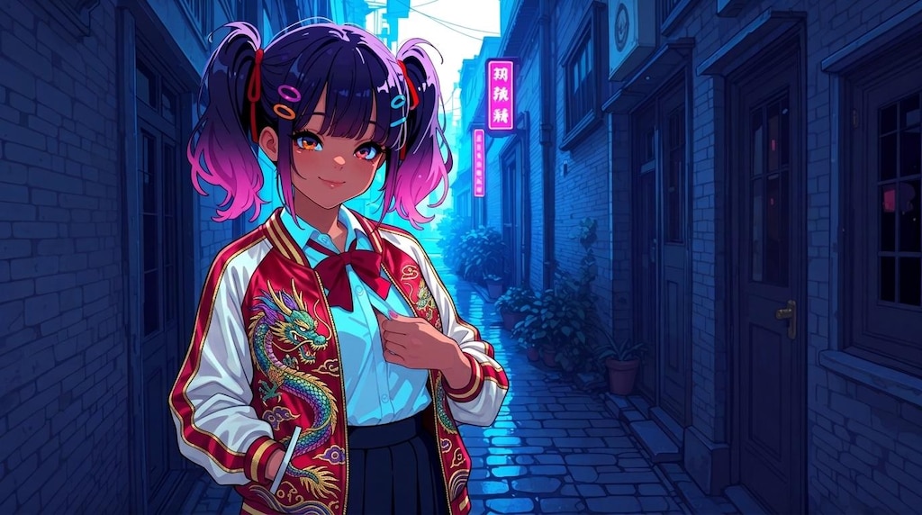 着崩しスカジャンロンスカウノ
