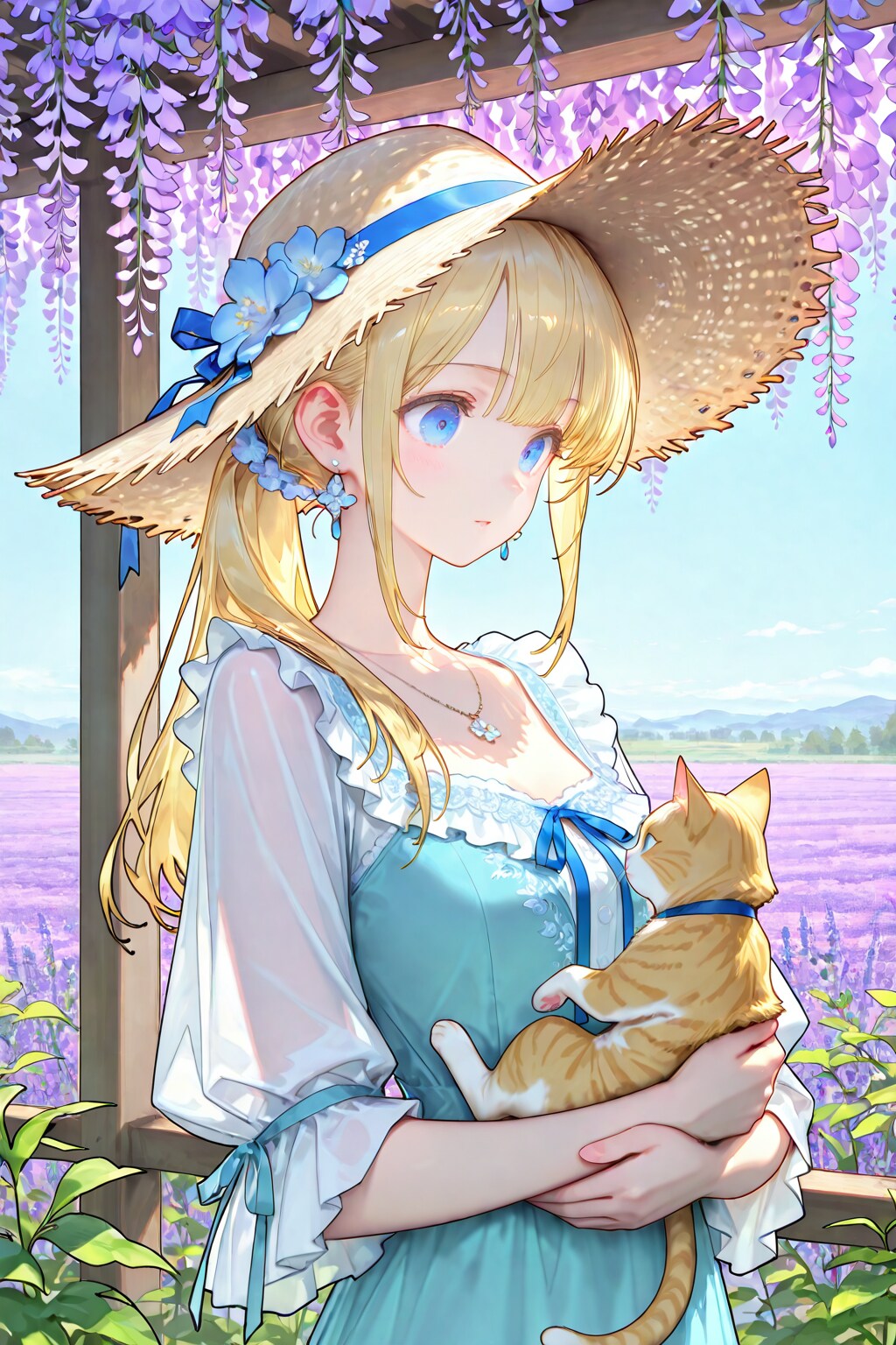 ラベンダーと子猫
