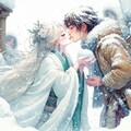 村の若者と恋におちた雪女ちゃん💖♪（同志捧げる男女物の恋愛イラスト） 8枚目