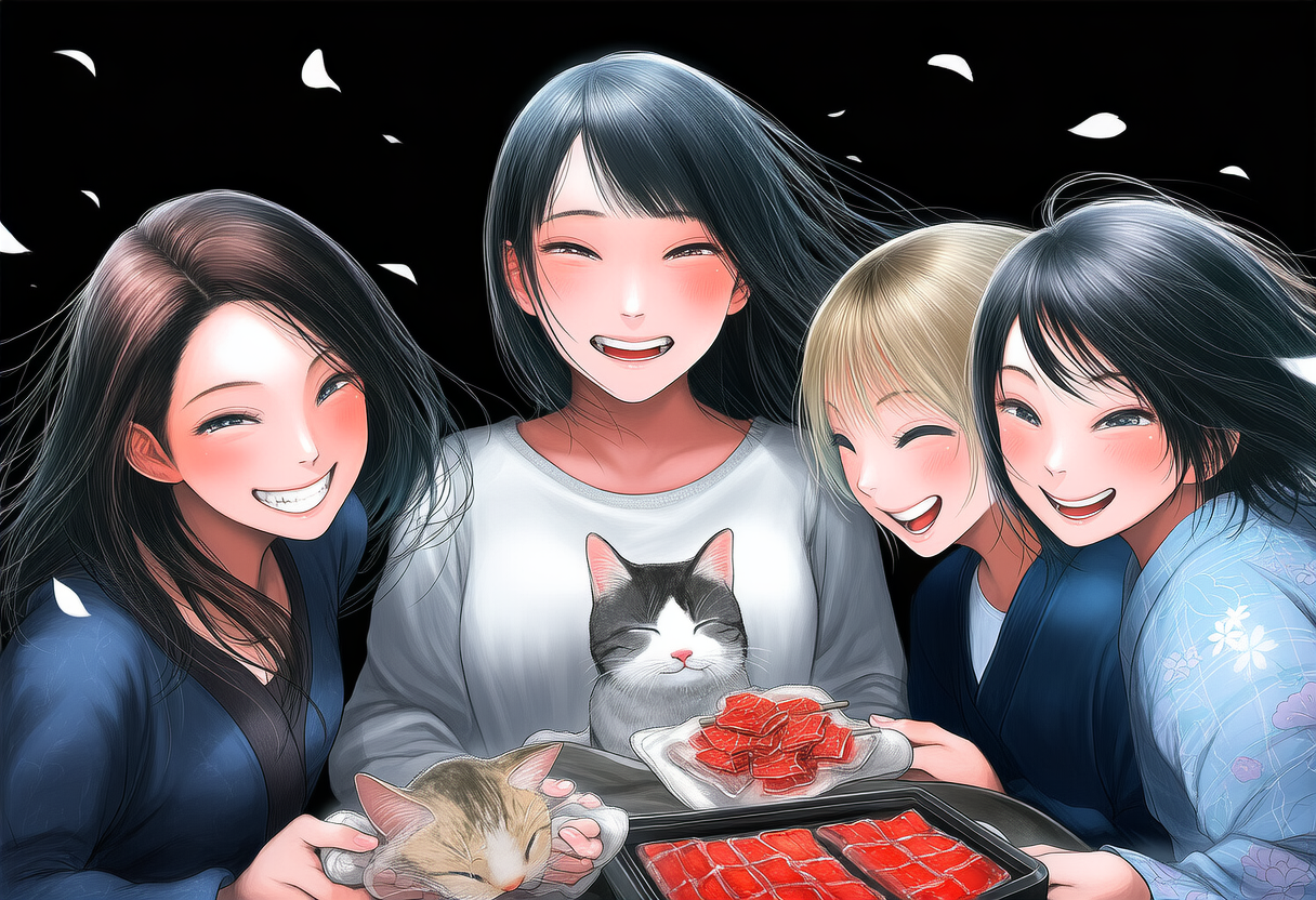 不気味系女子の服部家の食卓 | の人気AIイラスト・グラビア